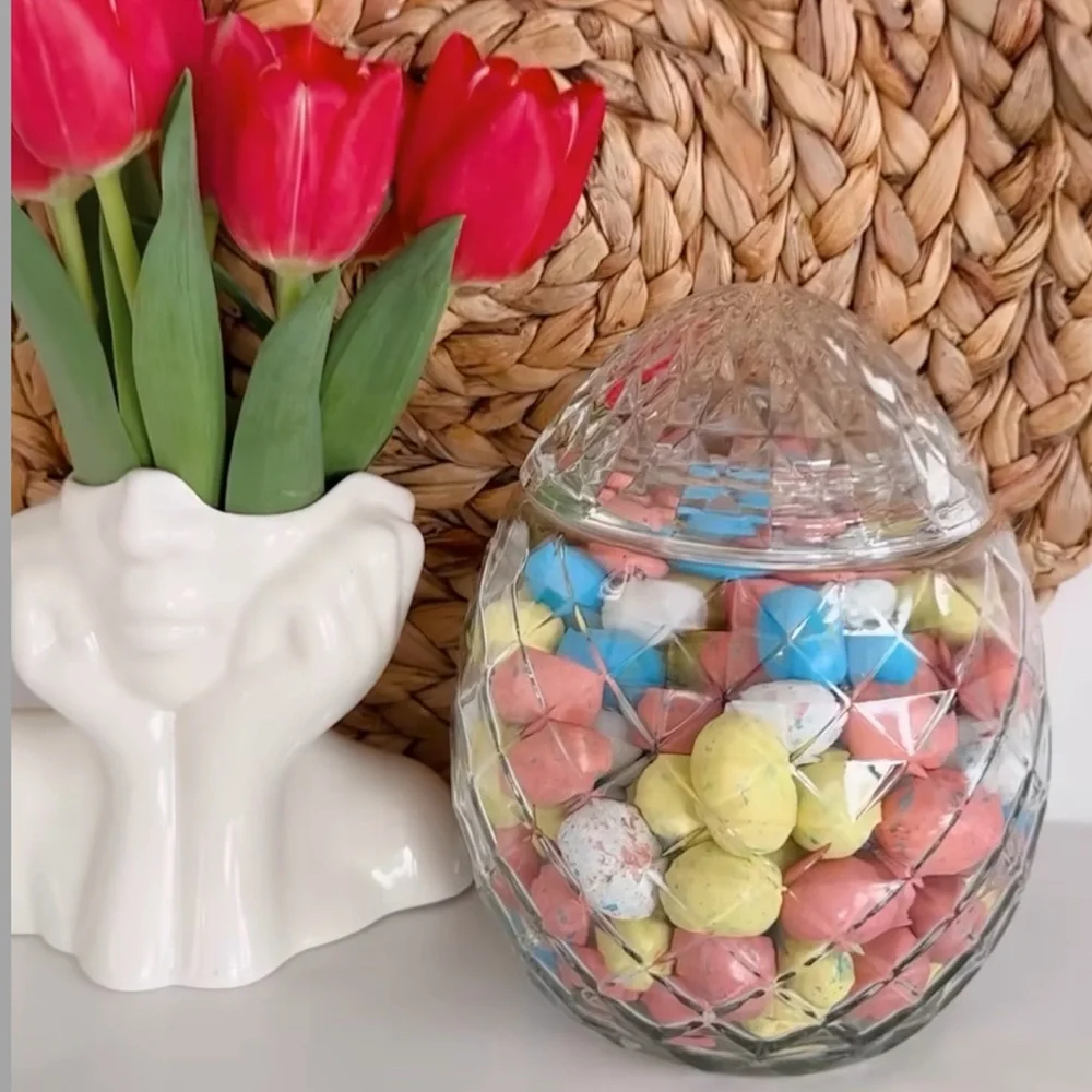 Clear Glass Easter Egg Novelty Jar 7” Target Bullseyes Playground